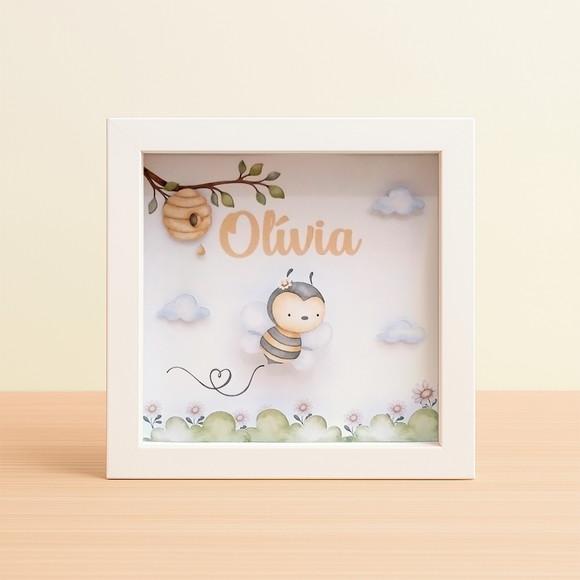 Quadro 3d Infantil Porta Maternidade Personalizado Abelhinha