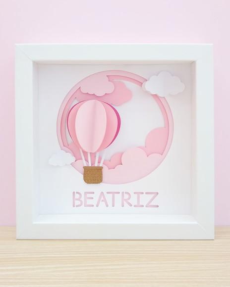 Quadro 3d Infantil Porta Maternidade Personalizado Balão