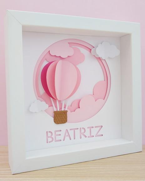 Quadro 3d Infantil Porta Maternidade Personalizado Balão