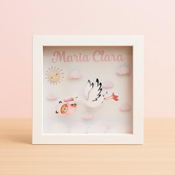 Quadro 3d Infantil Porta Maternidade Personalizado Cegonha