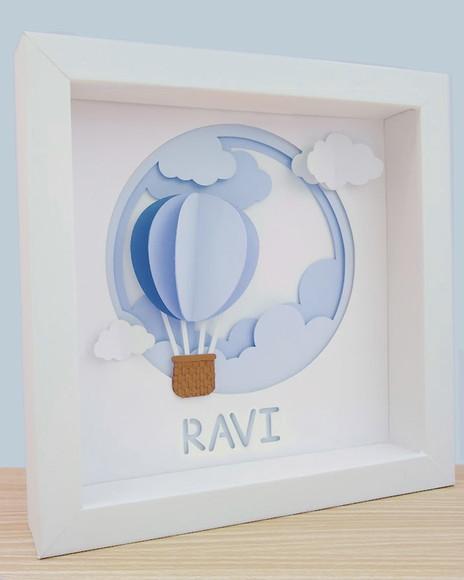 Quadro 3d Infantil Porta Maternidade Personalizado Balão