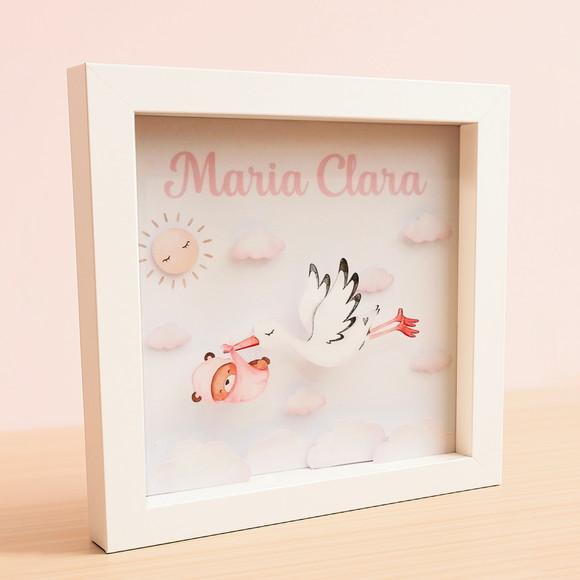 Quadro 3d Infantil Porta Maternidade Personalizado Cegonha