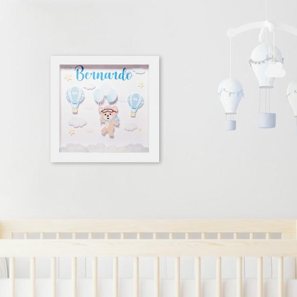Quadro 3d Infantil Porta Maternidade Personalizado Ursinho Baloei