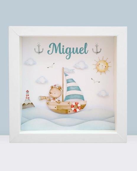 Quadro 3d Infantil Porta Maternidade Ursinho Marinheiro