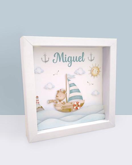 Quadro 3d Infantil Porta Maternidade Ursinho Marinheiro