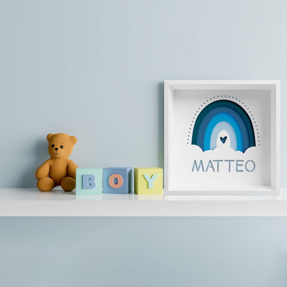 Quadro 3d Infantil Porta Maternidade Personalizado Arco-íris