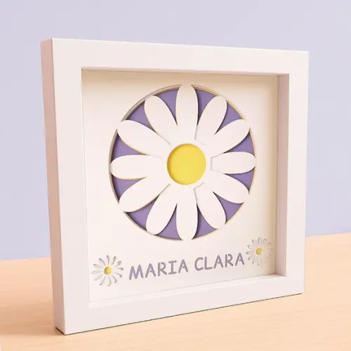 Quadro 3d Infantil Maternidade Personalizado Flor Margarida