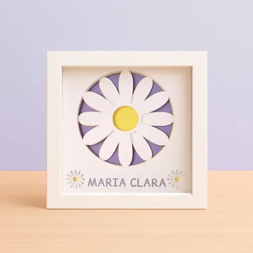 Quadro 3d Infantil Maternidade Personalizado Flor Margarida