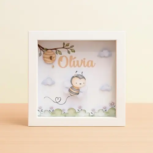 Quadro 3d Infantil Porta Maternidade Personalizado Abelhinha