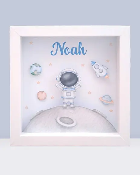 Quadro 3d Infantil Porta Maternidade Astronauta