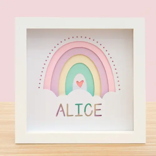 Quadro 3d Infantil Porta Maternidade Personalizado Arco-íris