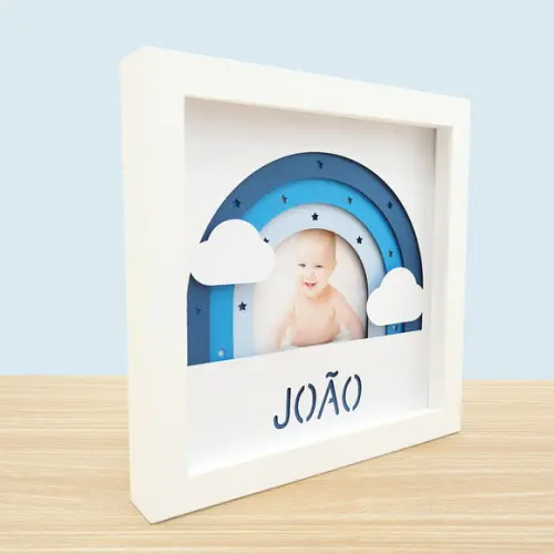 Quadro 3d Infantil Porta Maternidade Personalizado Arco-íris