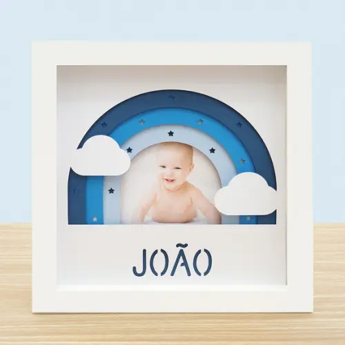 Quadro 3d Infantil Porta Maternidade Personalizado Arco-íris