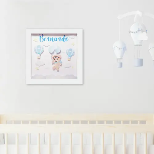 Quadro 3d Infantil Porta Maternidade Personalizado Ursinho Baloei