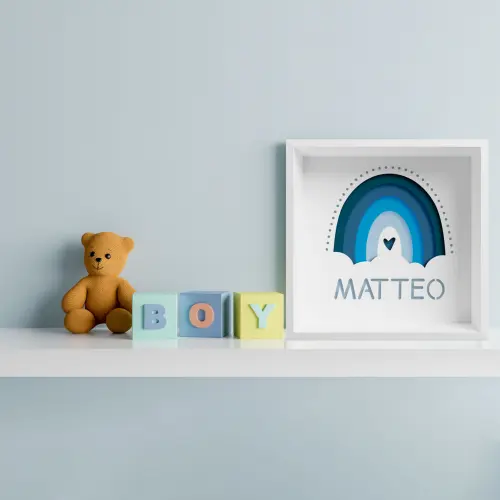 Quadro 3d Infantil Porta Maternidade Personalizado Arco-íris