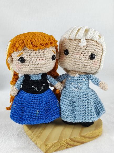 Bonecas Princesa Elza e Anna Frozen Amigurumi em Crochê