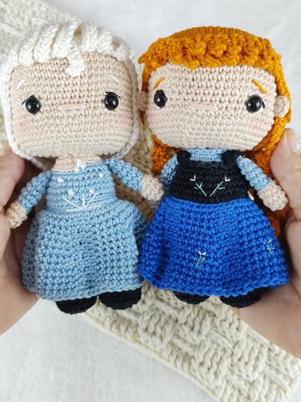 Bonecas Princesa Elza e Anna Frozen Amigurumi em Crochê