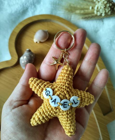 Chaveiro Estrela em Crochê com Nome