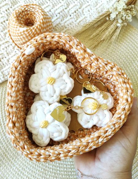 Chaveiro Flor em Fio de Malha