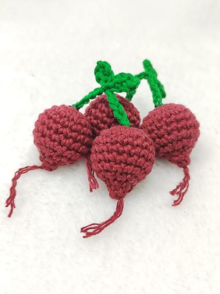 Mini Beterraba em Crochê para Aplicação