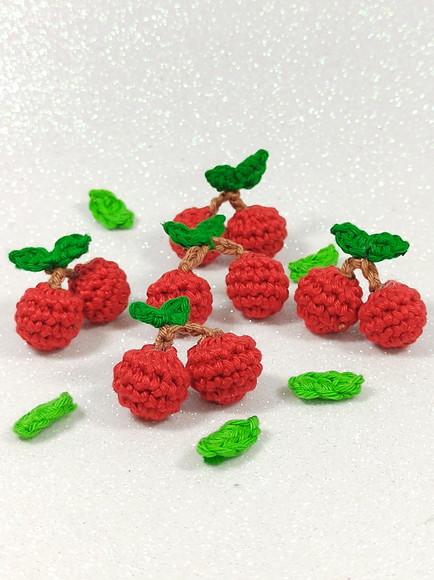 Mini Cereja em Crochê para Aplicação