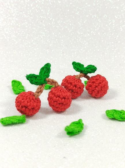 Mini Cereja em Crochê para Aplicação