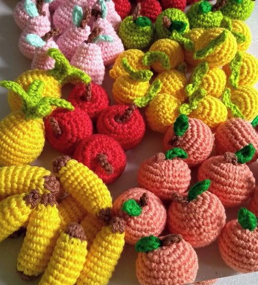 Mini Fruta em Crochê para Aplicação