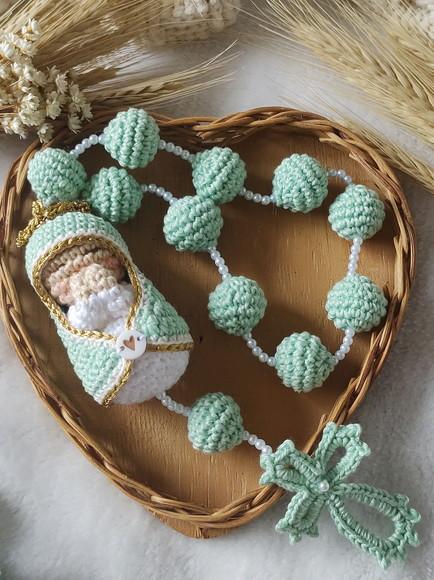 Mini Terço Nossa Senhora Aparecida em Crochê