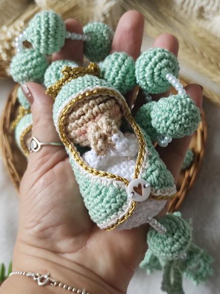 Mini Terço Nossa Senhora Aparecida em Crochê