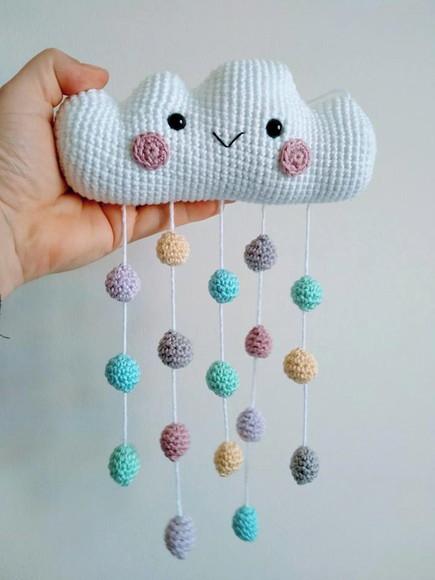 Móbile Nuvem Amigurumi em Crochê.