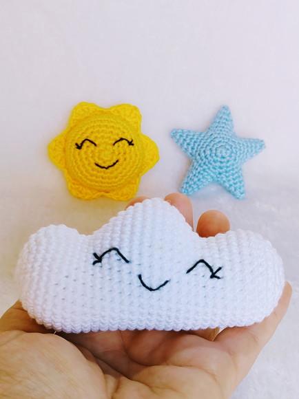 Nuvem, Sol e Estrela | Conjunto em Crochê