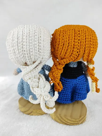 Bonecas Princesa Elza e Anna Frozen Amigurumi em Crochê