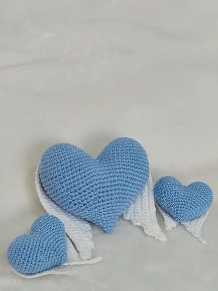 Coração Extra Grande com Asas de Anjo + 2 Chaveiros