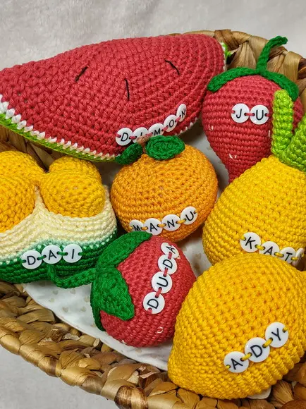 Fruta em Crochê com Nome
