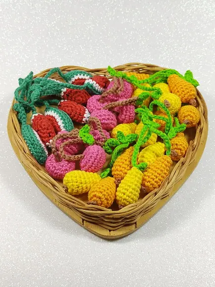 Mini Fruta em Crochê para Aplicação