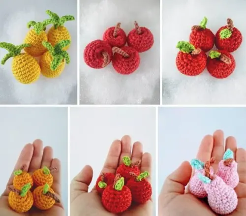 Mini Fruta em Crochê para Aplicação