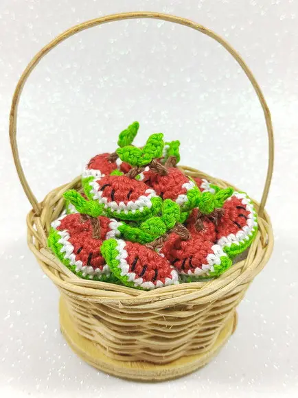 Mini Fruta em Crochê para Aplicação