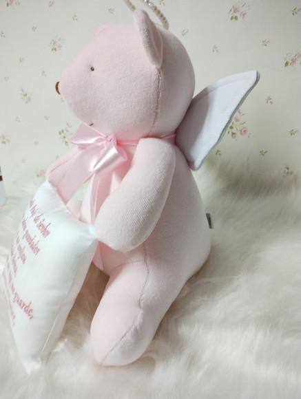 Pelúcia Urso Santo Anjo Rosa