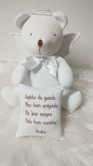 Pelúcia Urso Anjinho com Oração