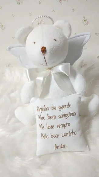 Pelúcia Urso Anjinho com Oração