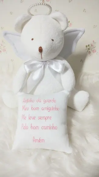 Pelúcia Urso Anjinho com Oração