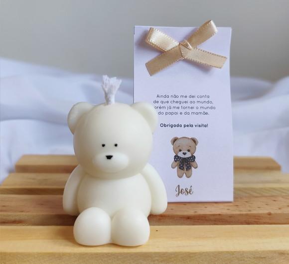 Vela Ursinho Grande Perfumada -cinta de Papel Personalizada