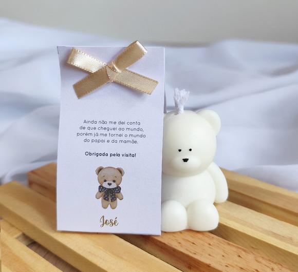 Vela Ursinho Grande Perfumada -cinta de Papel Personalizada