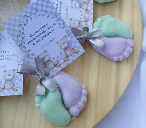 Lembrancinha Sabonete Pezinho - Tule com Tag Personalizada