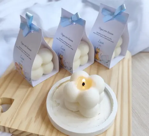Mini Vela Bubble Perfumada - Caixinha de Papel Personalizada