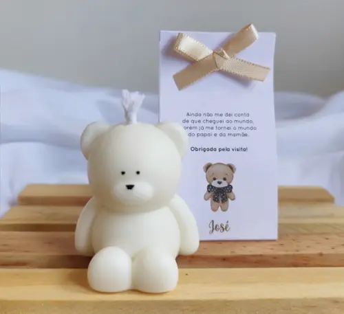 Vela Ursinho Grande Perfumada -cinta de Papel Personalizada