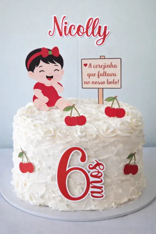 Topo de Bolo Cereja -Festa cerejinha Personalizado - Mesversário - Decoração
