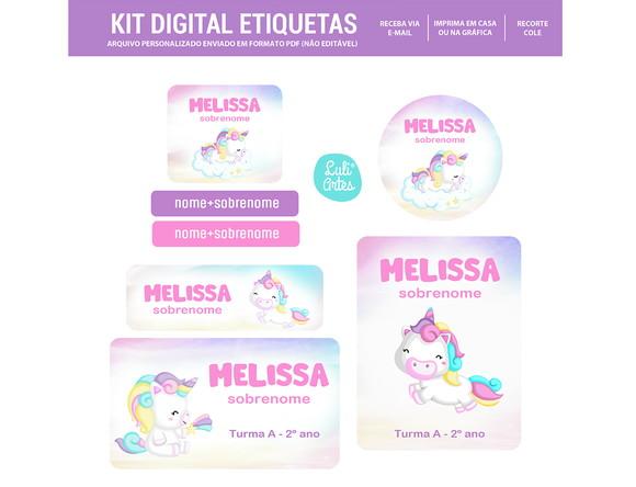 2025 Etiqueta Escolar Digital Unicórnio