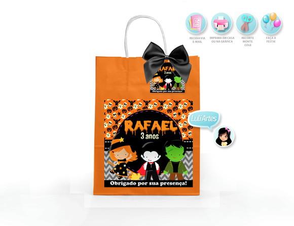 Arte Digital Adesivo Sacola + Tag Hallowen