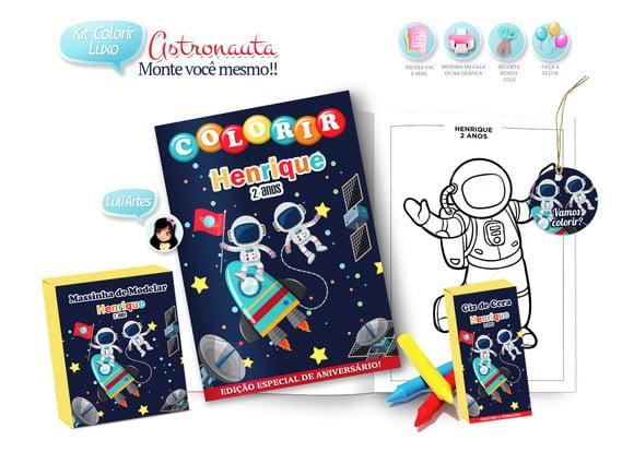 Arte Digital Kit Colorir Astronauta